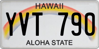 HI license plate YVT790