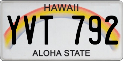 HI license plate YVT792