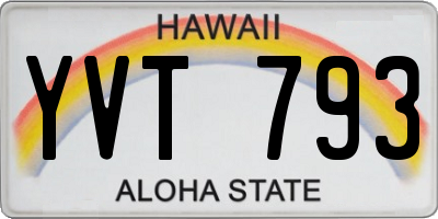 HI license plate YVT793