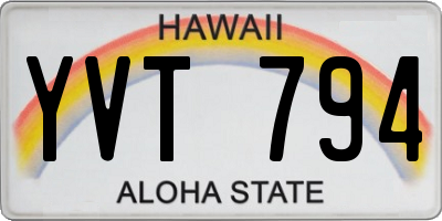 HI license plate YVT794