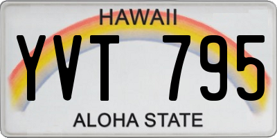 HI license plate YVT795