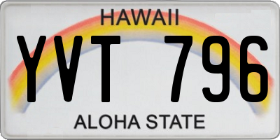 HI license plate YVT796