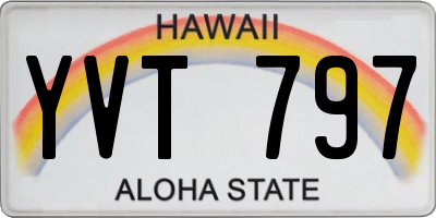 HI license plate YVT797