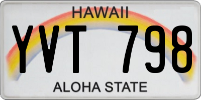 HI license plate YVT798