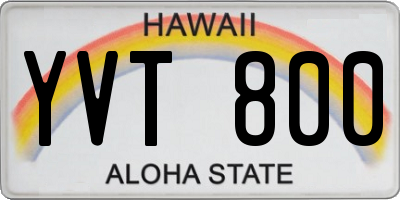 HI license plate YVT800