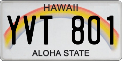 HI license plate YVT801