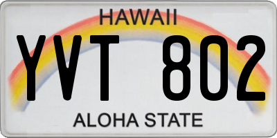 HI license plate YVT802
