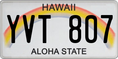 HI license plate YVT807