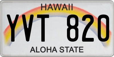 HI license plate YVT820