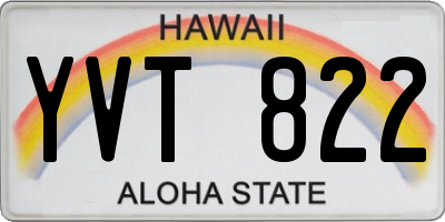 HI license plate YVT822