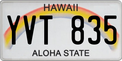 HI license plate YVT835