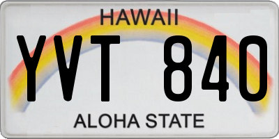 HI license plate YVT840