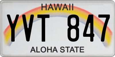 HI license plate YVT847