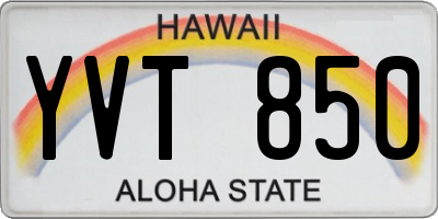 HI license plate YVT850
