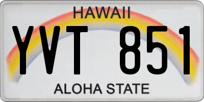HI license plate YVT851