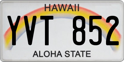 HI license plate YVT852