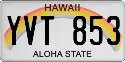 HI license plate YVT853