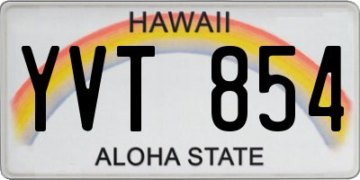 HI license plate YVT854