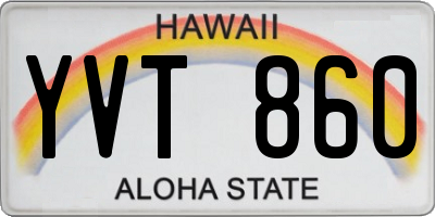 HI license plate YVT860