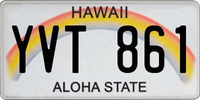 HI license plate YVT861