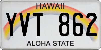 HI license plate YVT862