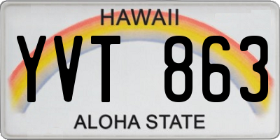 HI license plate YVT863