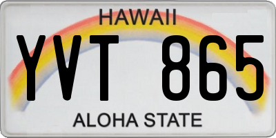 HI license plate YVT865