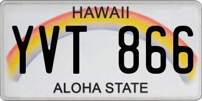 HI license plate YVT866
