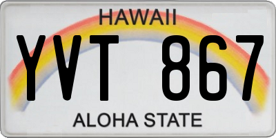 HI license plate YVT867