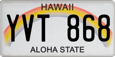 HI license plate YVT868