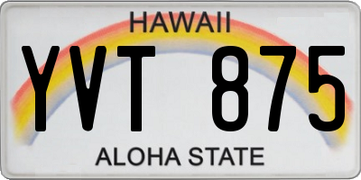HI license plate YVT875
