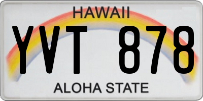HI license plate YVT878
