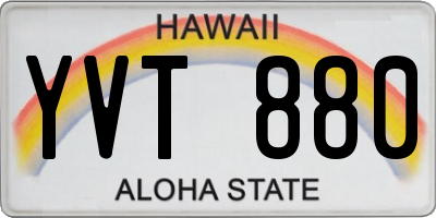 HI license plate YVT880
