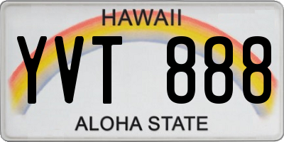HI license plate YVT888