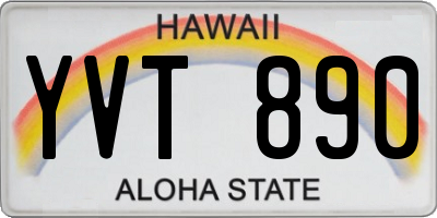 HI license plate YVT890