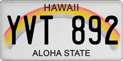 HI license plate YVT892