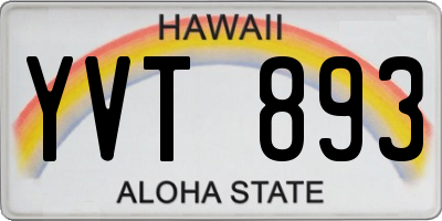 HI license plate YVT893