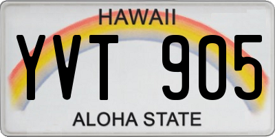 HI license plate YVT905