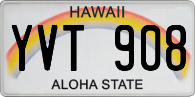HI license plate YVT908