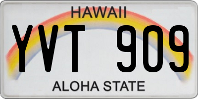 HI license plate YVT909
