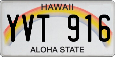 HI license plate YVT916