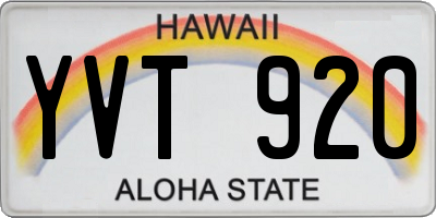 HI license plate YVT920