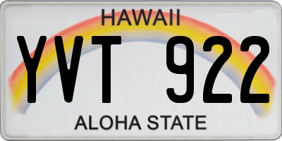 HI license plate YVT922