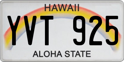 HI license plate YVT925