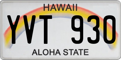 HI license plate YVT930