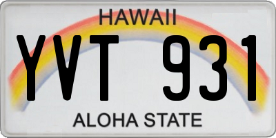 HI license plate YVT931
