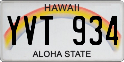 HI license plate YVT934