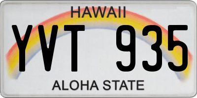 HI license plate YVT935