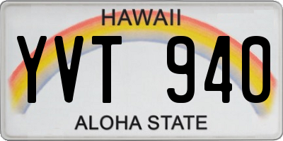 HI license plate YVT940