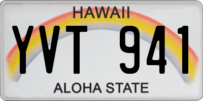 HI license plate YVT941